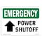 Signmission OSHA EMERGENCY, 18" Height, 24" Width, Decal, 24" W, 18" H, Landscape, Power Shutoff (Up Arrow) OS-EM-D-1824-L-10410 - alternate 1